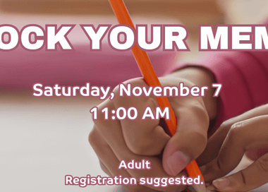 Unlock Your Memory on Saturday, November 7 at 11 AM. Registration suggested for this adult writing program.